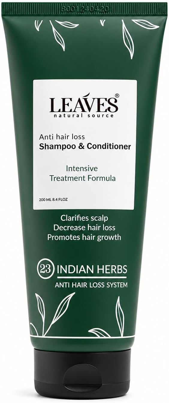 Leaves 2-in-1 Anti-Hair Loss Shampoo & Conditioner with Natural Formula – Reduces Hair Fall, Strengthens & Nourishes, Moisturizes & Adds Shine 250ML